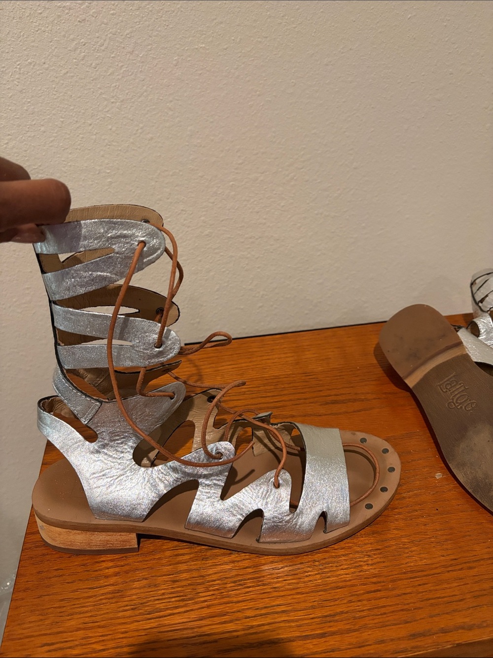 Latigo Silver Gladiator Lace-Up Sandals